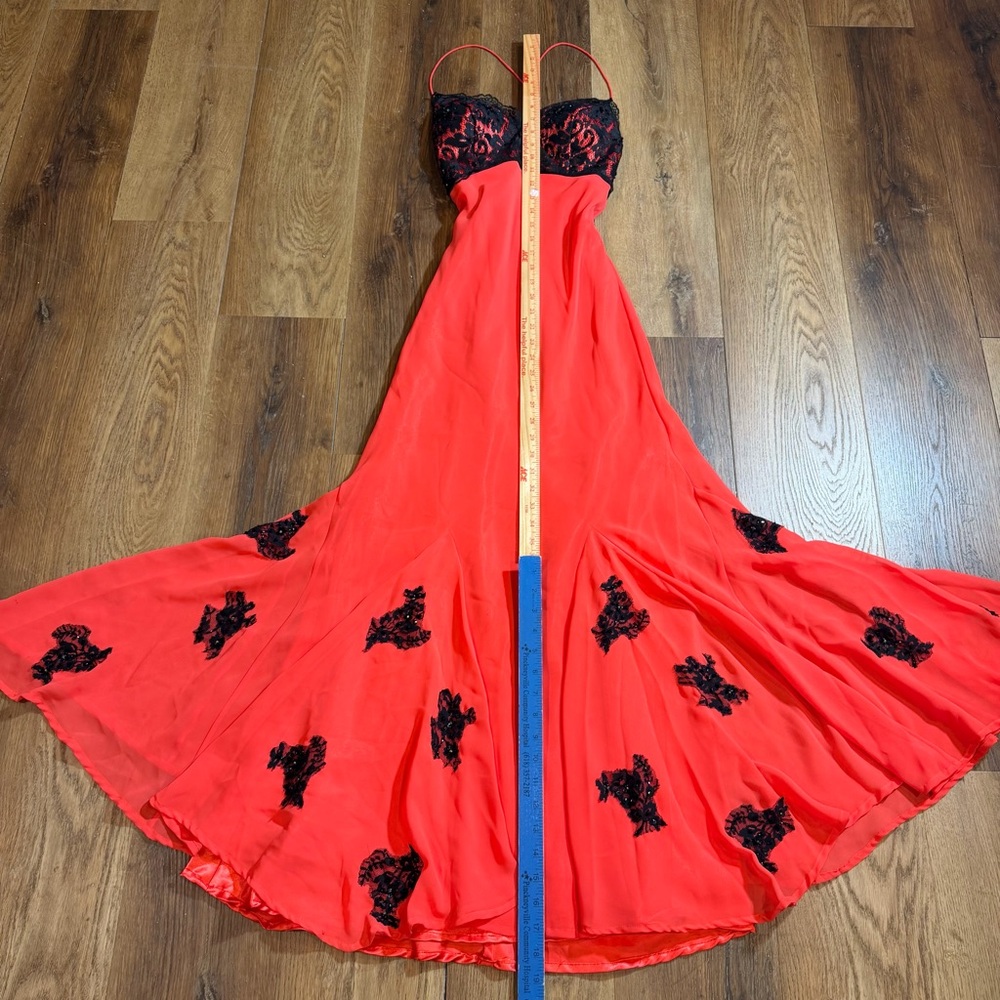 Vintage Y2K Beaded Dress Vintage Beaded Dress Black Red Lace Whimsigoth Prom - Picture 11 of 14